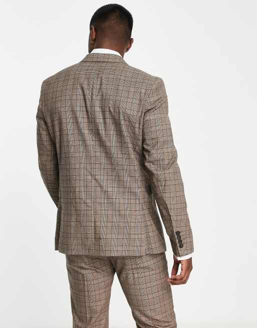 Selected Homme - Slim-fit colbert in bruine ruit , 2 van 4