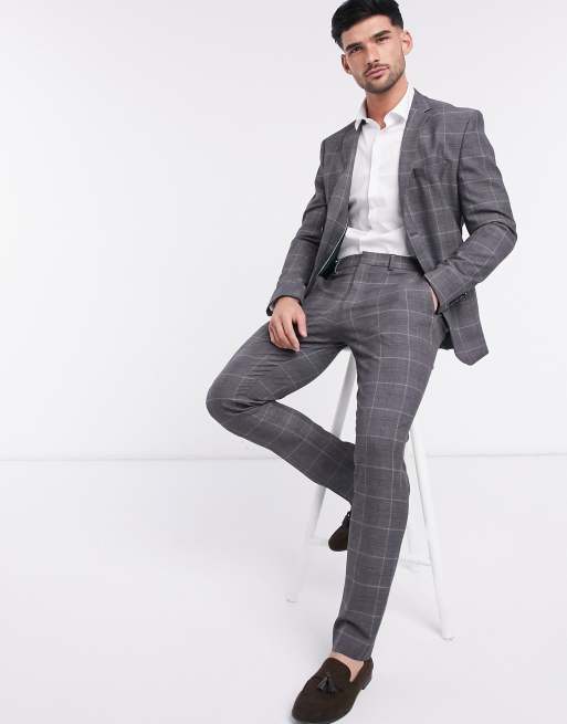 Selected Homme - Slim-fit colbert in grijze ruit, 4 van 4