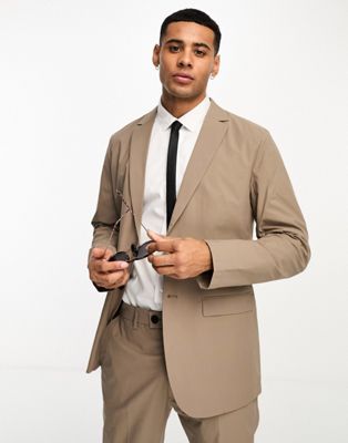 Selected Homme Suit Jacket In Slim Fit Tan-brown