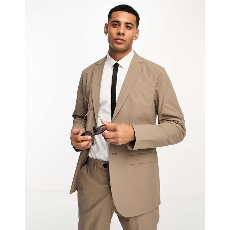 Selected Homme slim fit commuter suit jacket in light brown | ASOS