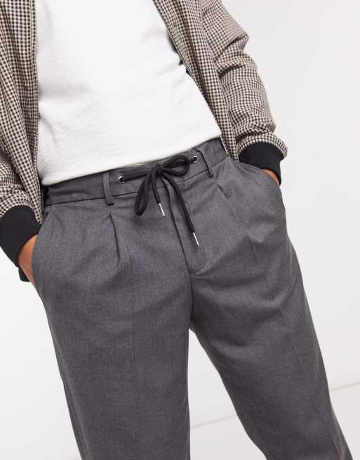 Selected Homme cropped smart pants in light gray