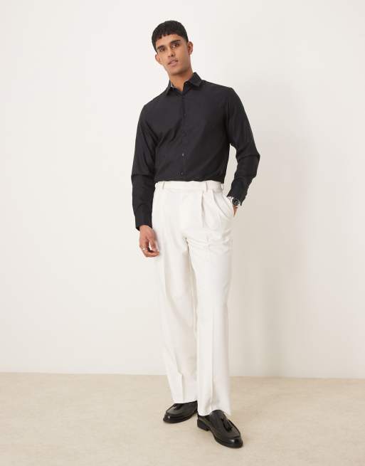 Selected Homme slim fit easy iron smart shirt in black