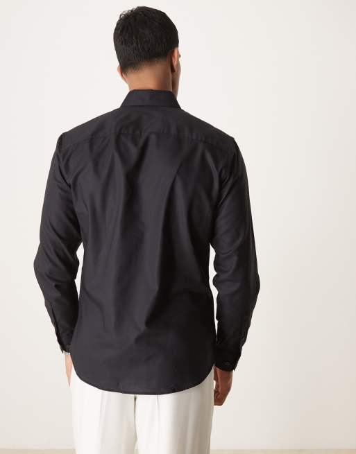 Selected Homme slim fit easy iron smart shirt in black