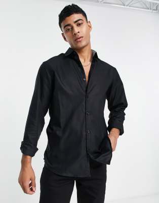 Buy Black Slim Fit Full Sleeves Formal Shirt for Men at Selected Homme