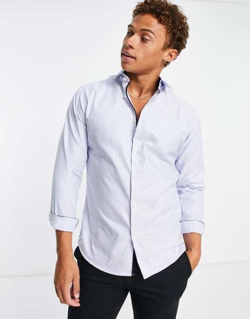 Slim Fit Sky Blue Shirt With Closed Collar