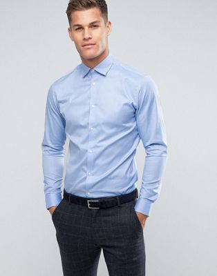 Selected Homme slim fit easy iron smart shirt in light blue | ASOS