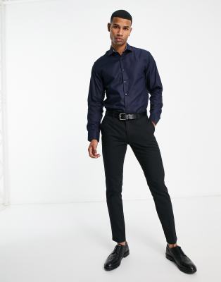 Selected Homme Slim Fit Easy Iron Smart Shirt In Navy In Navy
