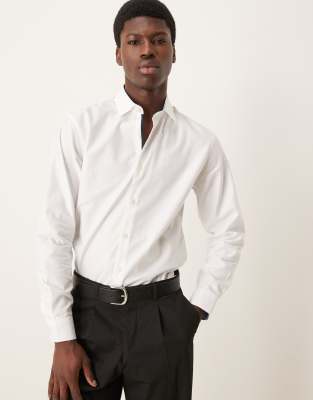 SELECTED HOMME SLIM FIT EASY IRON SMART SHIRT IN WHITE