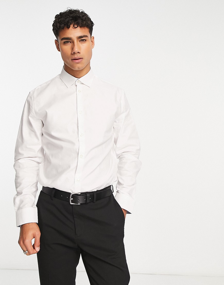 Selected Homme slim fit easy iron smart shirt in white