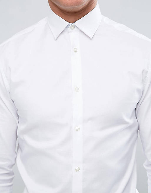 Men Selected Homme slim fit easy iron smart shirt in white 