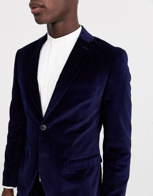 Menstruatie heilig Maak een sneeuwpop Selected Homme - Slim-fit fluwelen colbert in marineblauw | ASOS