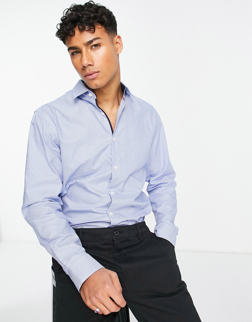 slim fit gingham shirt in blue