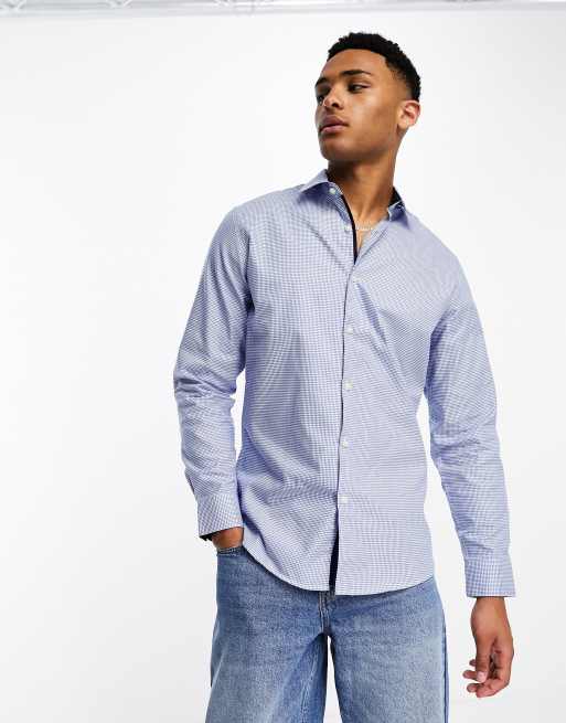 Selected Homme slim fit gingham shirt in blue