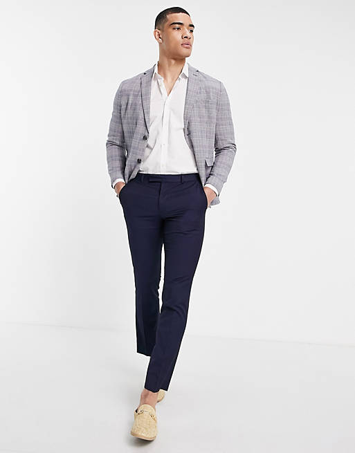  Selected Homme slim fit linen blend suit jacket in blue 
