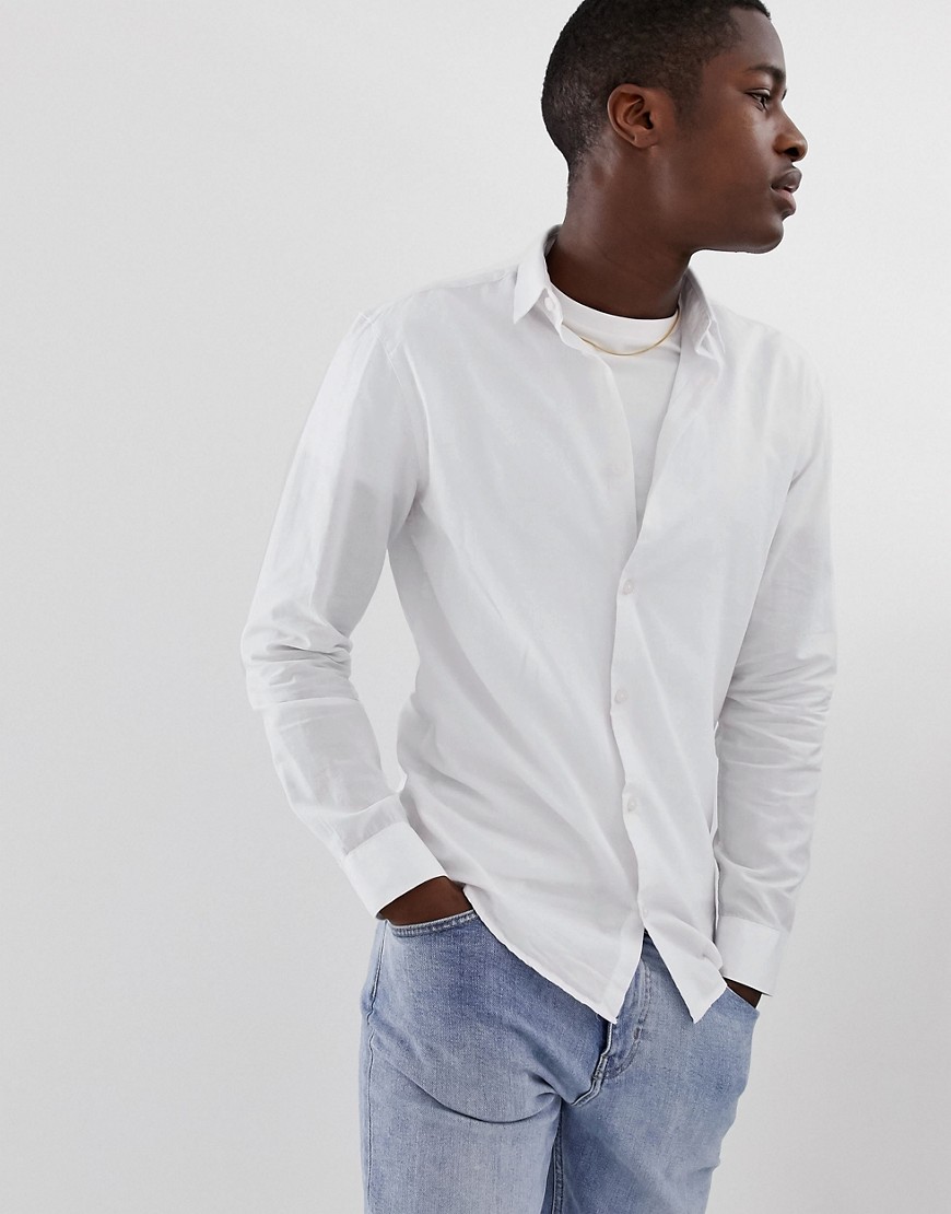 Selected Homme slim fit linen shirt-White