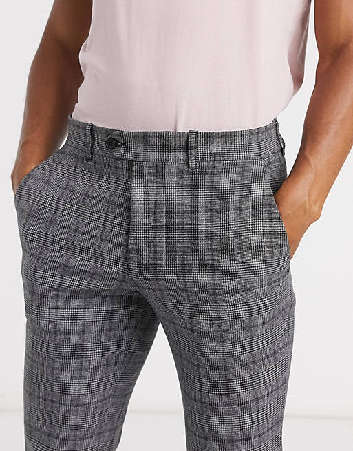 Selected Homme slim fit pants in dark grey check