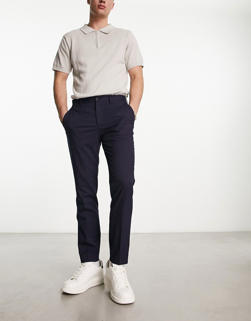 Selected Homme slim fit smart trousers in navy
