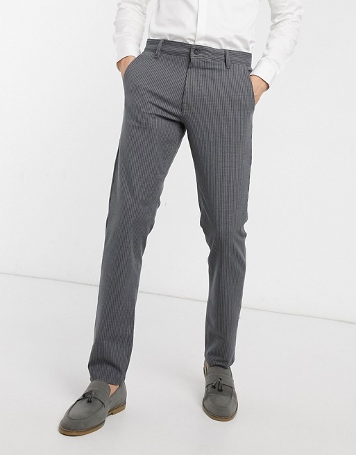 Selected Homme slim fit stretch smart checked trousers in grey