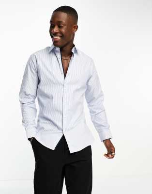 Selected Homme Slim Fit Easy Iron Smart Shirt In Light Blue In Blue