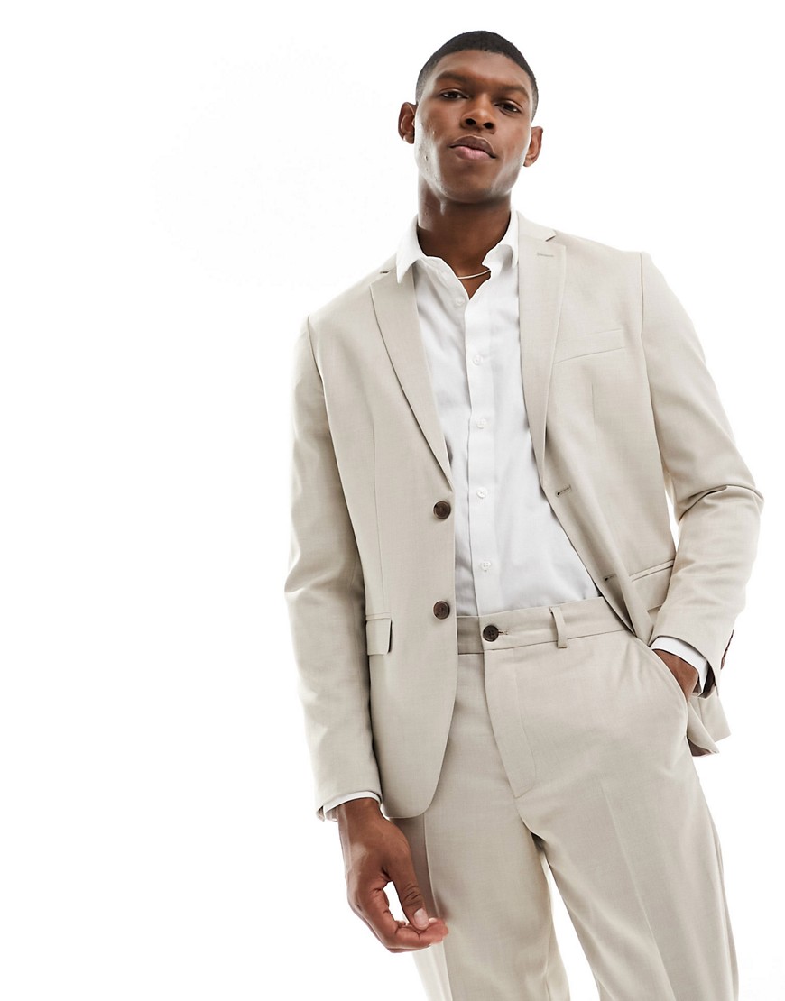 Selected Homme slim fit suit jacket in beige-Neutral