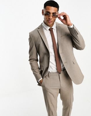 Selected Homme slim fit suit jacket in brown houndstooth - ASOS Price Checker