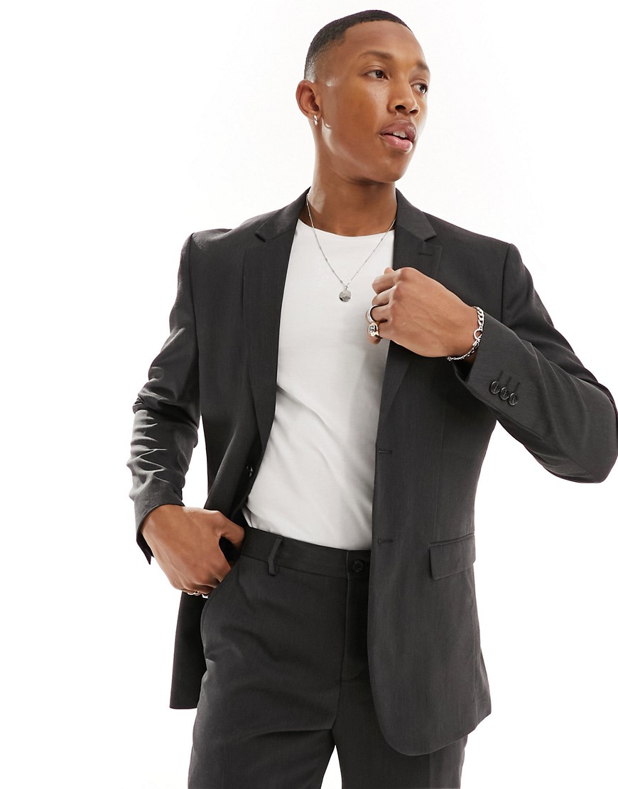 slim fit suit jacket in gray