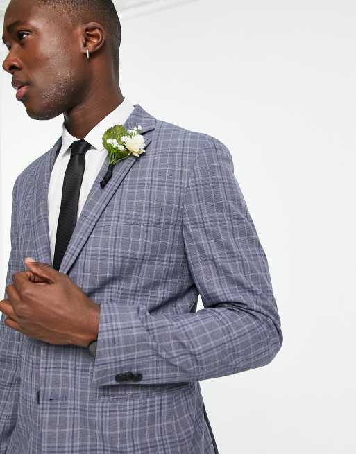 Grey and store blue check suit