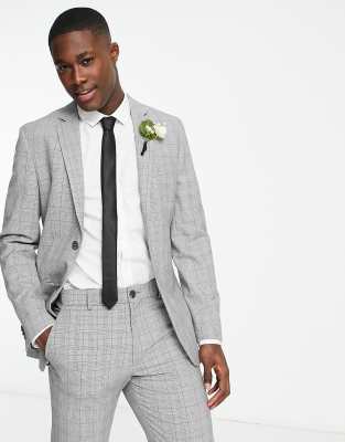 Selected Homme Slim Fit Suit Jacket In Light Gray Check