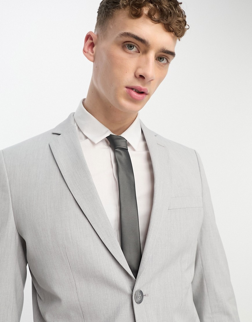 slim fit suit jacket in light gray