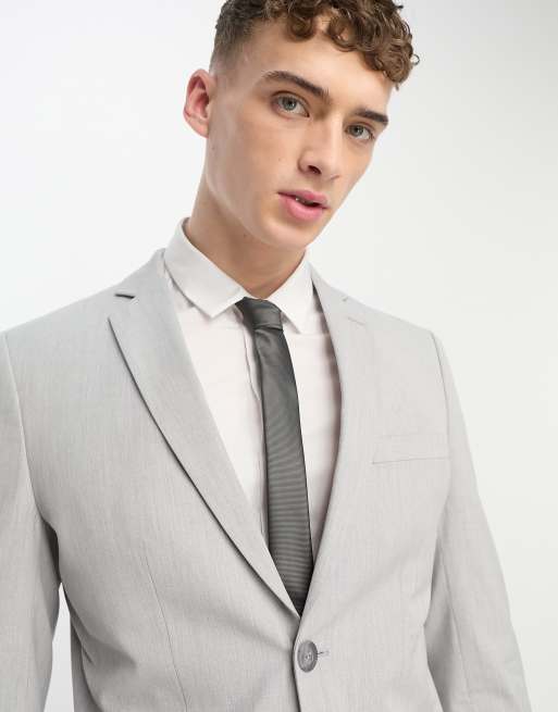 Slim-fit two-piece suit in melange linen