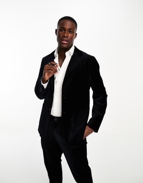 Selected Homme slim fit suit jacket in navy velvet - view 1
