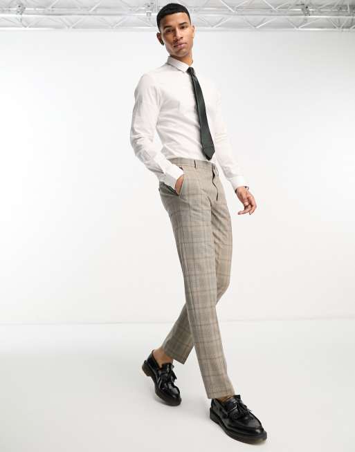 Checks Polyester Viscose Slim Fit Men's Trousers