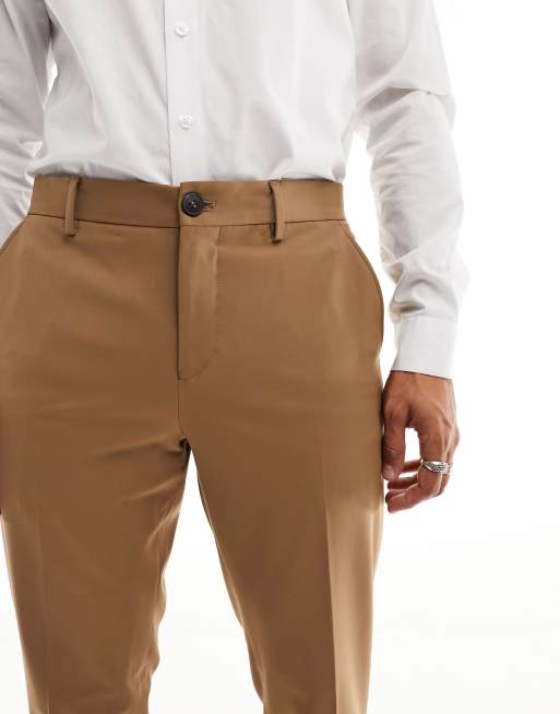 Selected Homme slim tapered suit pants in beige