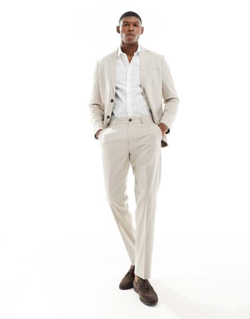 Selected Homme slim tapered suit pants in beige