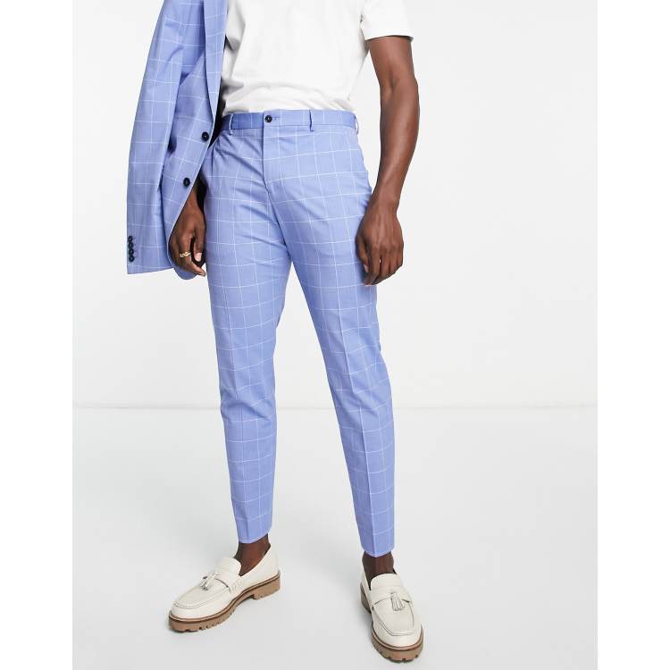 Selected Homme linen mix suit pants in light blue