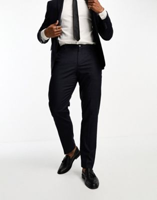 Selected Homme slim fit suit pants in dark gray plaid