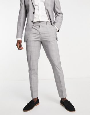 Selected Homme slim fit suit trousers in grey check  - ASOS Price Checker