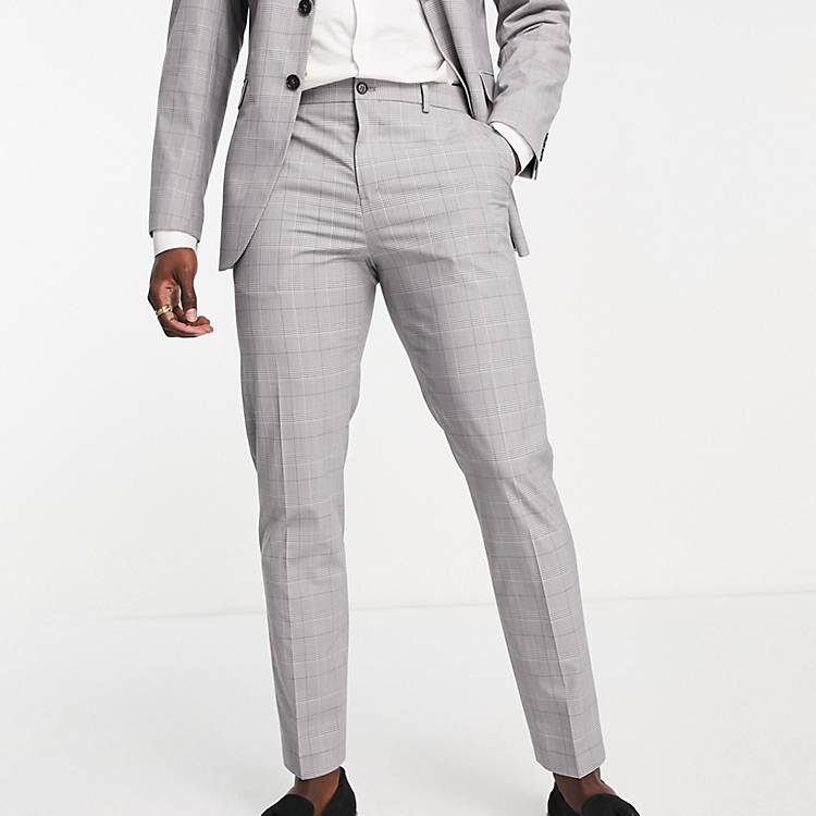 Selected Homme slim fit suit pants in gray check | ASOS