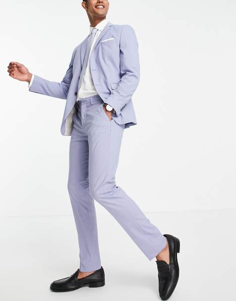 Selected Homme linen mix suit pants in light blue