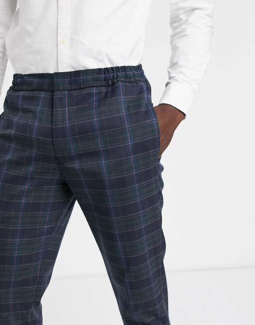 Pantalon bleu a online carreau homme