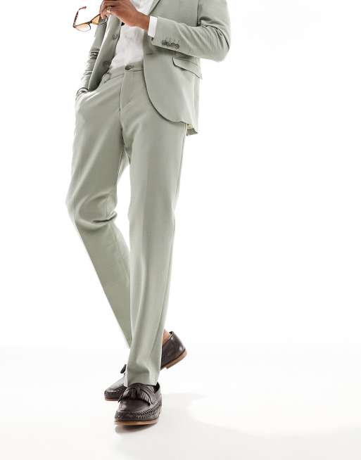 Selected Homme slim fit suit pants in sage seersucker