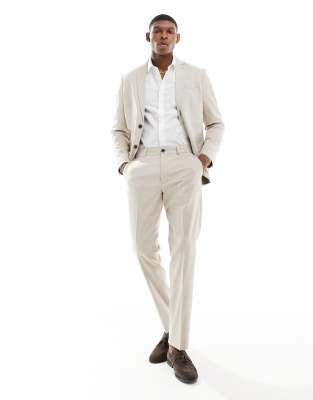 Selected Homme Selected Homme slim fit suit trouser in beige-Neutral