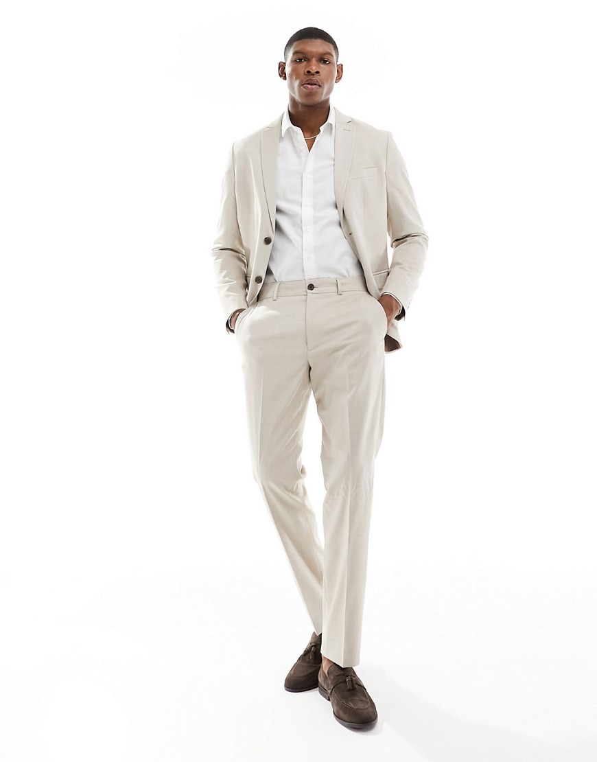 Selected Homme slim fit suit trouser in beige-Neutral