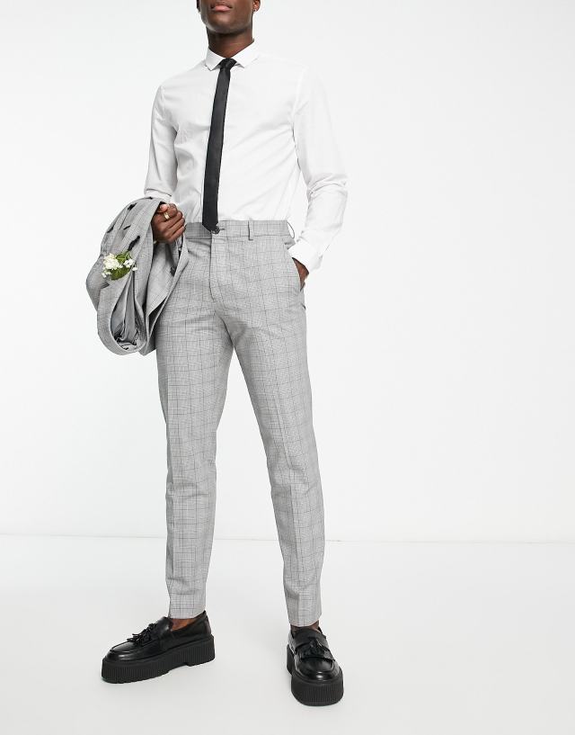 Selected Homme - slim fit suit trouser in light grey check