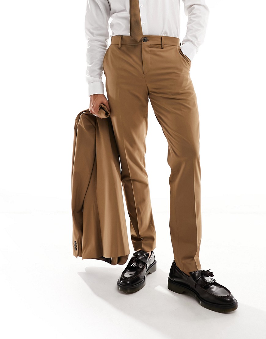 Selected Homme slim fit suit trousers in beige-Neutral