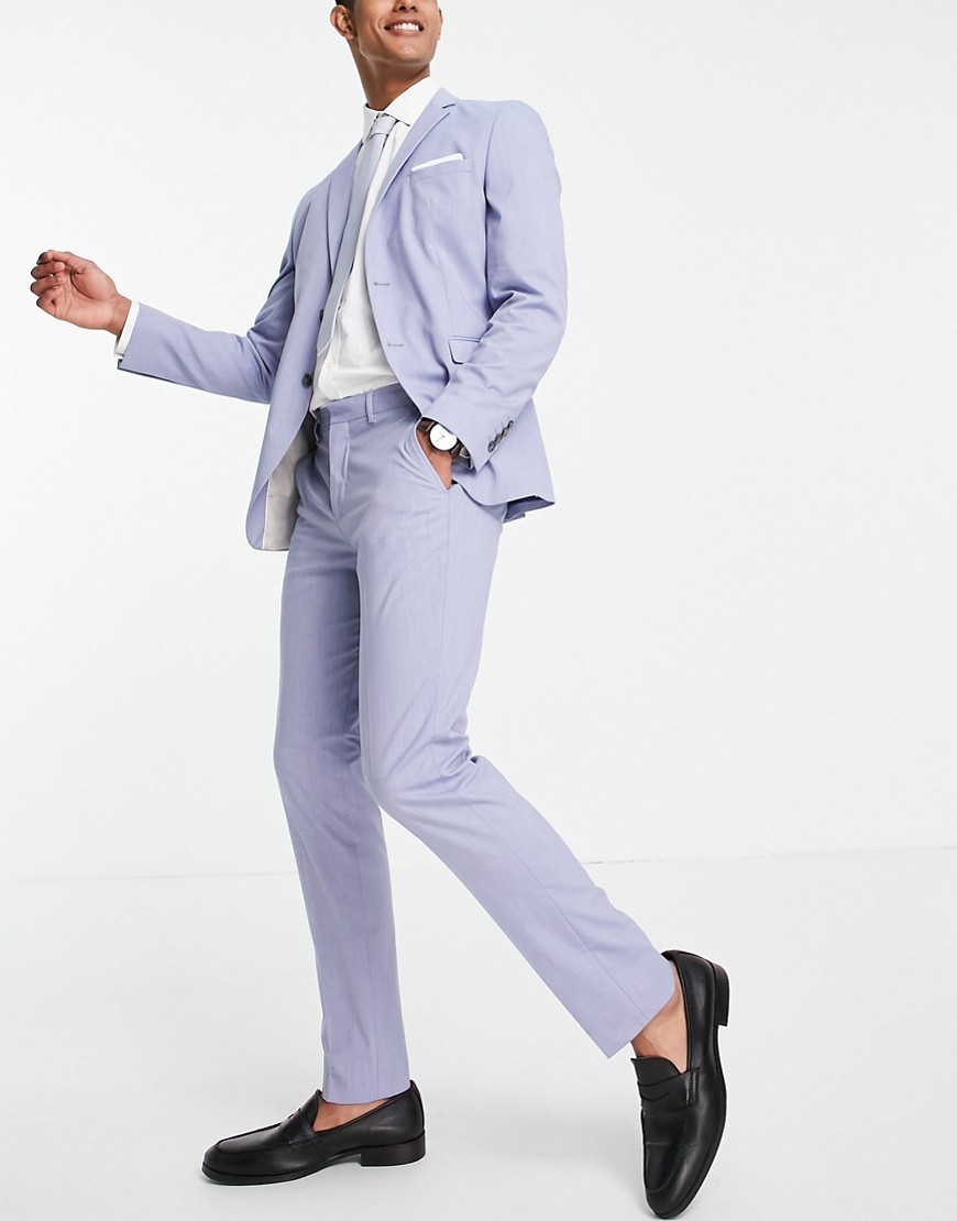 Selected Homme slim fit suit trousers in light blue-Purple