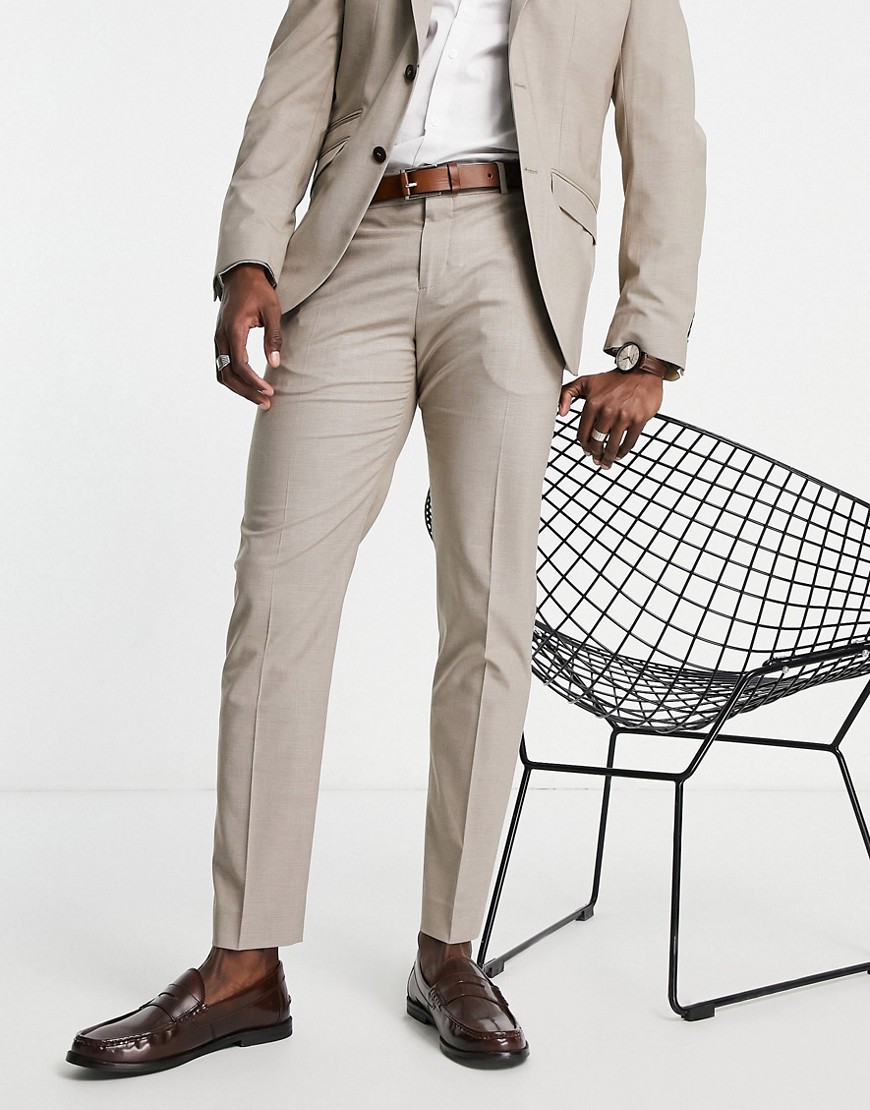 Selected Homme slim fit suit trousers in sand-Neutral