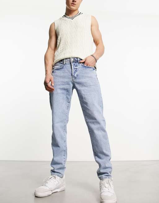 Selected Homme slim fit tapered jeans in light wash