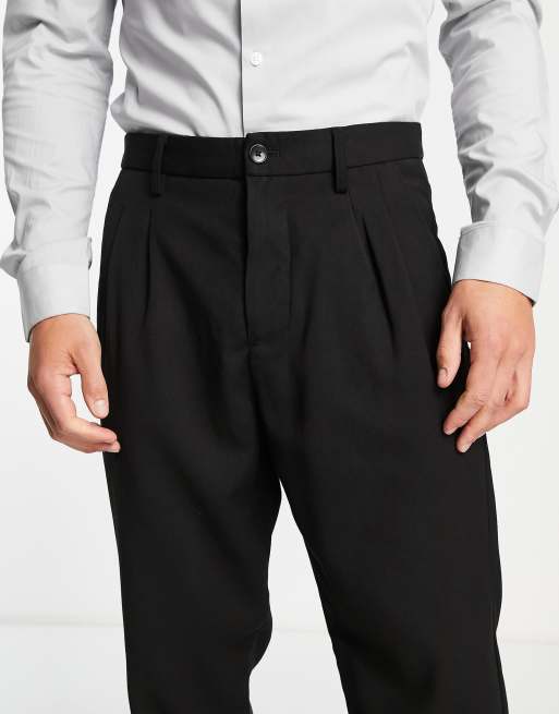 Selected Homme slim fit tapered smart pants in black