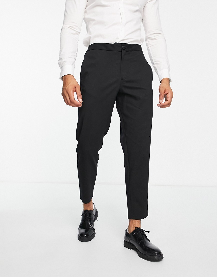 Selected Homme slim fit tapered smart trousers in black